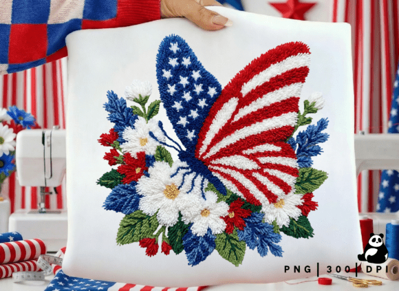Download Faux Yarn American Flag Butterfly Png - Png Collection