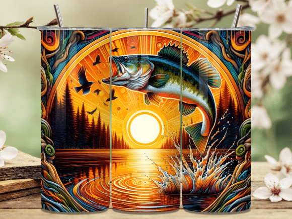 Download Abstract Sunset Bass Fishing Tumbler PNG - Png Collection