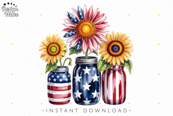 Download Patriotic Sunflower Mason Jar PNG - Png Collection