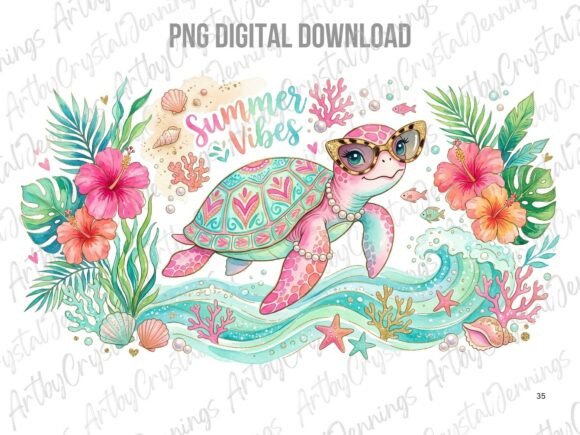 Download Summer Vibes Cute Sea Turtle PNG - Png Collection