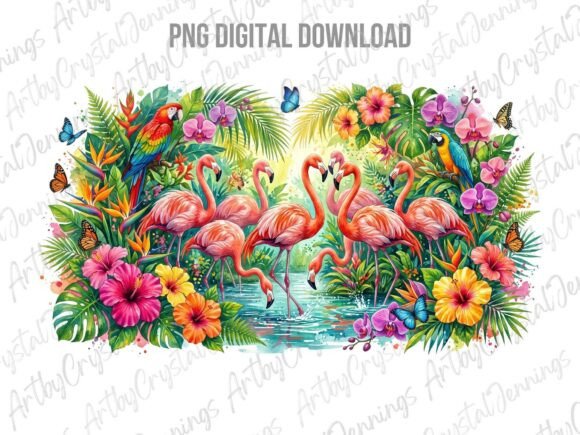 Download Tropical Flamingo Watercolor Clipart PNG - Png Collection