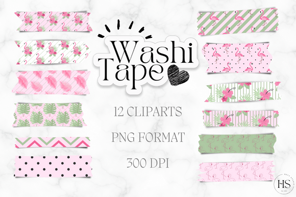 Download 12 Tropical Flamingo Washi Tape PNG Pack - Png Collection