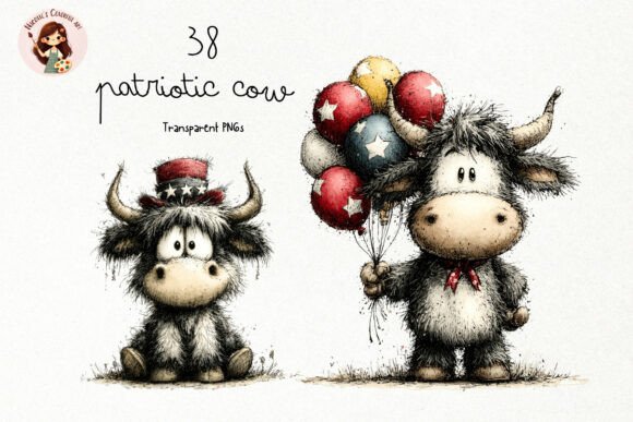 Download Patriotic Highland Cow PNG Set - Png Collection