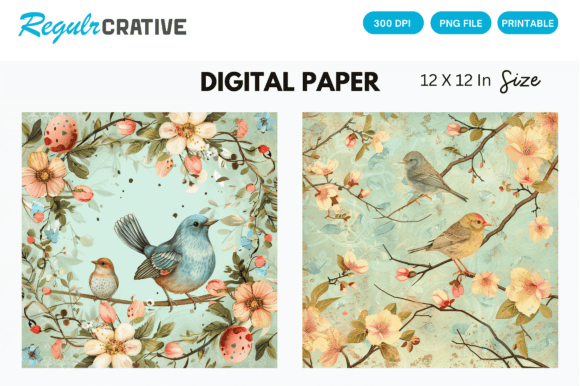 Download Watercolor Bird Easter PNG Digital Paper - Png Collection