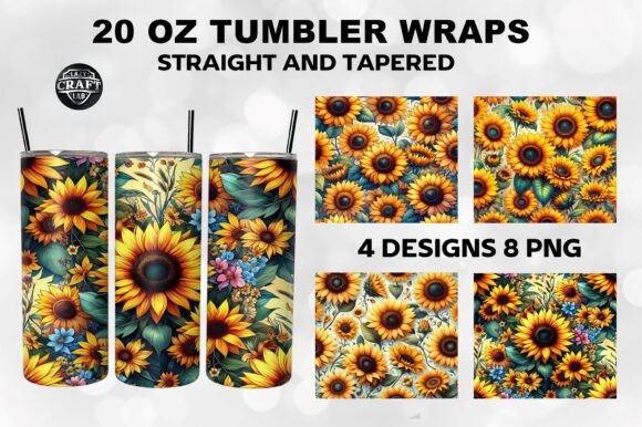 Download Sunflowers Skinny 20oz Tumbler Wrap PNG - Png Collection