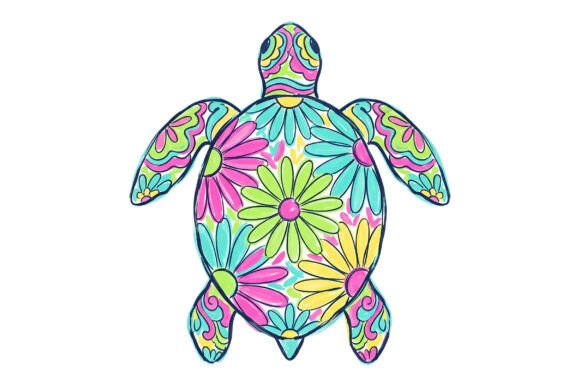 Download Boho Floral Sea Turtle PNG - Png Collection