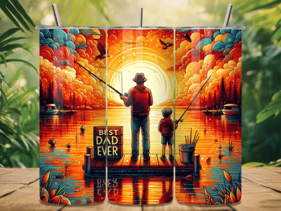 Download Best Dad Ever Sunset Fishing Tumbler Png - Png Collection