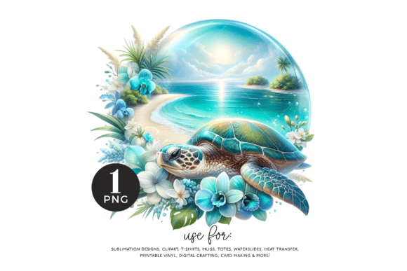 Download Floral Beach Turtle PNG, Sea Turtle - Png Collection
