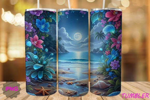 Download Moonlit Tropical Beach Tumbler PNG - Png Collection