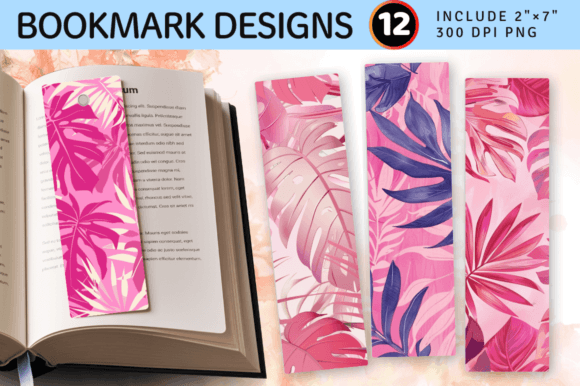 Download Pink Tropical Leaves PNG Bookmark Design - Png Collection