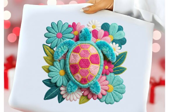 Download 3D Faux Yarn Floral Sea Turtle Png - Png Collection