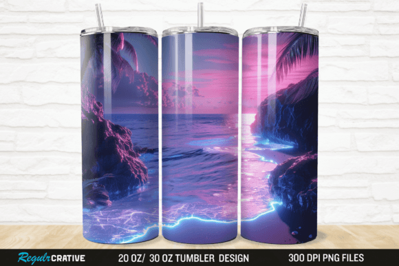 Download 3D Neon Ocean Inspired Beach Tumbler PNG - Png Collection