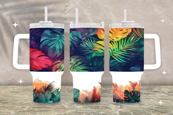 Download 40 Oz Tropical Leaf Tumbler Wrap Png - Png Collection