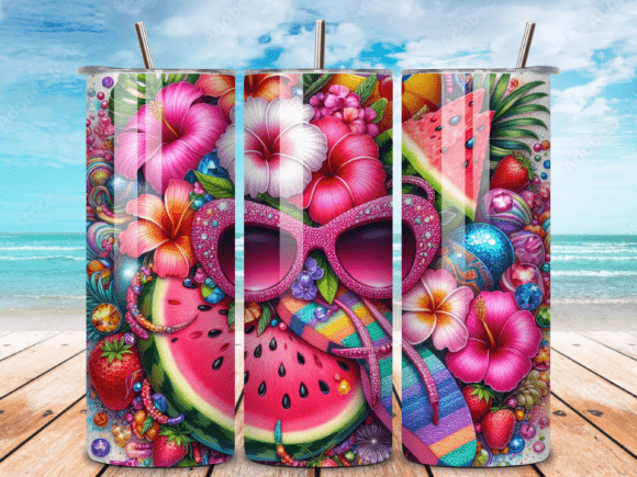 Download Pink Tropical Summer Tumbler Wrap PNG - Png Collection