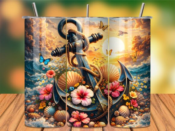 Download Nautical Anchor Sunset Ocean Tumbler Png - Png Collection
