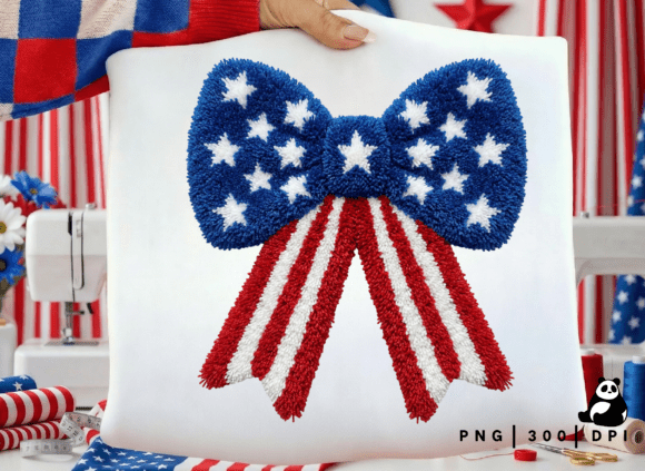 Download Faux Yarn American Flag Bow Png - Png Collection
