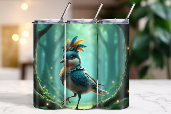 Download Christmas Vibrant Feathered Bird Tumbler Wrap - Vibrant Collection