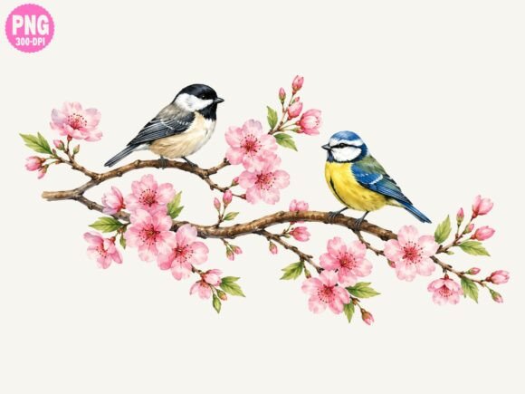 Download Watercolor Bird PNG, Cherry Blossom Png - Png Collection