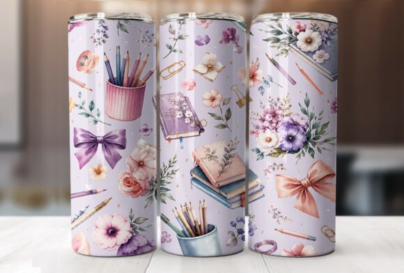 Download Purple Floral Teacher Tumbler Wrap PNG - Png Collection