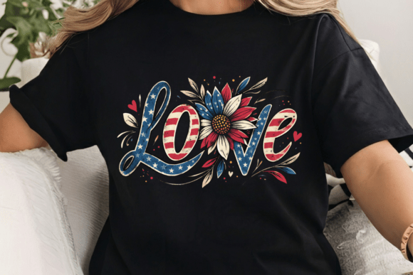 Download USA Flag Love Flower Design PNG - Png Collection