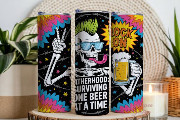 Download Punk Rock Skeleton Dad Tumbler Wrap PNG - Png Collection