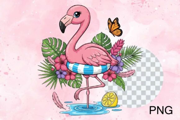 Download Summer Beach Flamingo Illustration PNG - Png Collection