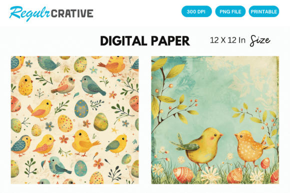 Download Watercolor Bird Easter PNG Digital Paper - Png Collection