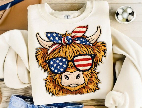Download Patriotic Highland Cow PNG - Png Collection