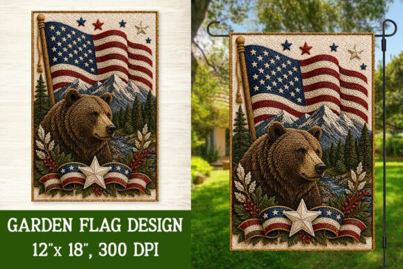 Download Patriotic Bear Garden Flag PNG - Png Collection