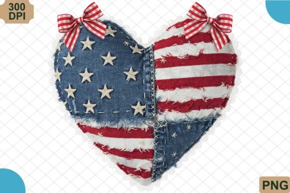 Download Patchwork USA Flag Heart Png - Png Collection