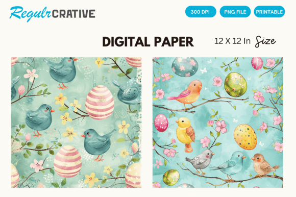 Download Watercolor Bird Easter PNG Digital Paper - Png Collection