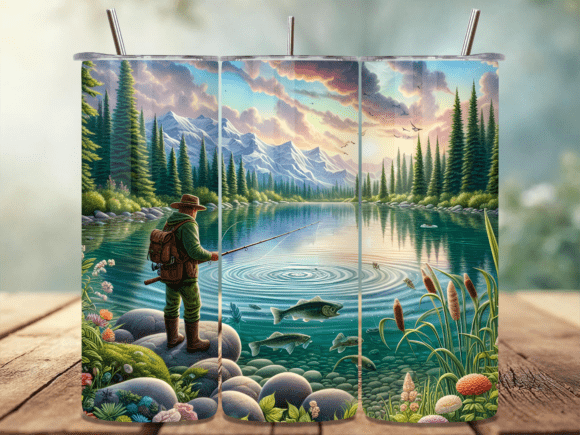 Download Scenic Mountain Lake Fishing Tumbler PNG - Png Collection