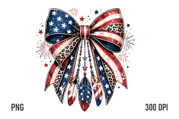 Download Patriotic Leopard Feather Bow PNG - Png Collection